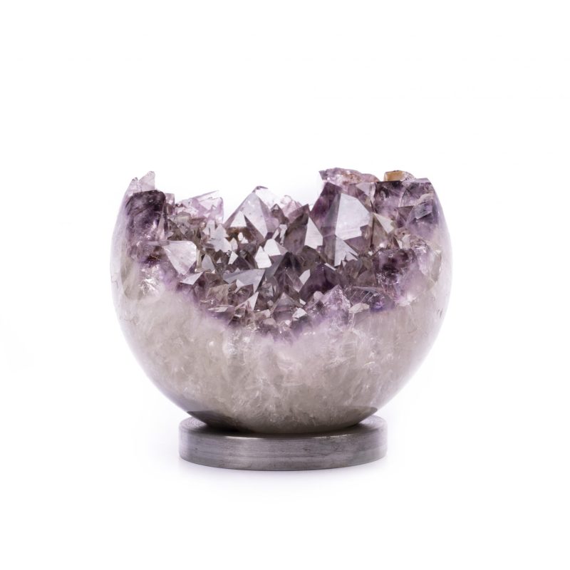 Half Geodized Amethyst Sphere