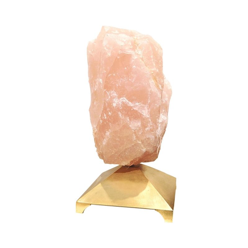 Rose Quartz Sculpture / Bronze Pyramid Base
