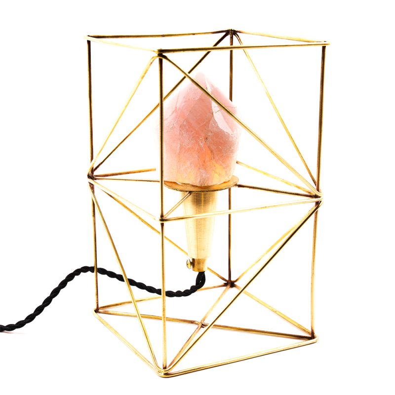 Geometric Lamp with Rose Quartz light bulb
