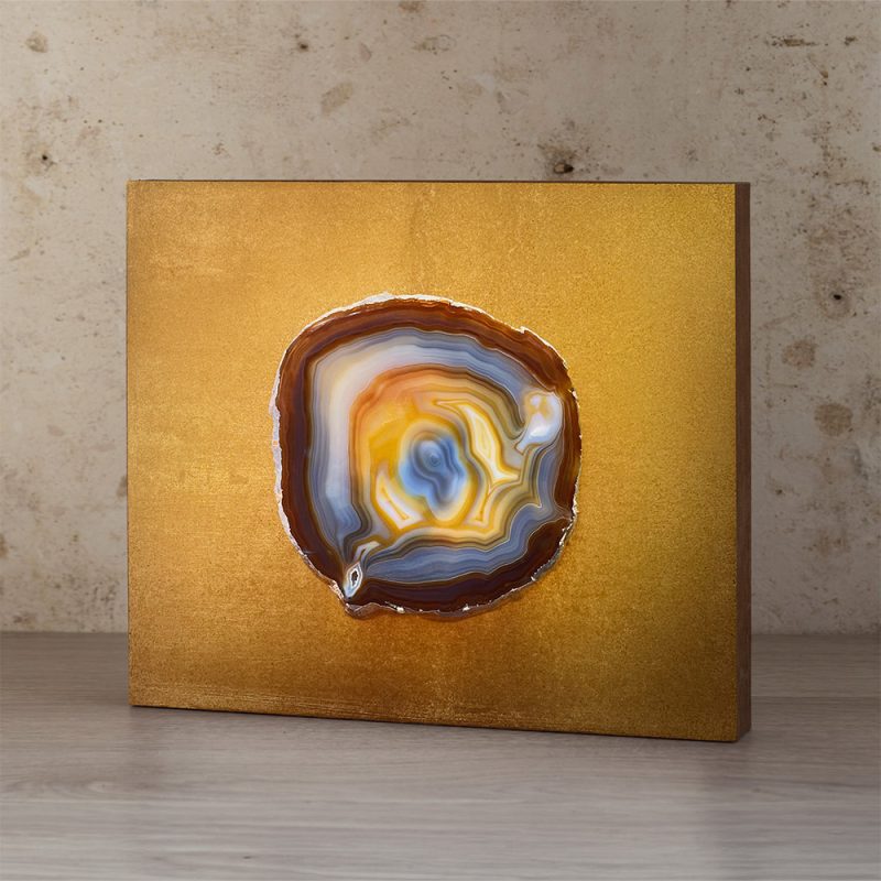 Cuadro Chapa Fina de Ágata con acabado pan de oro