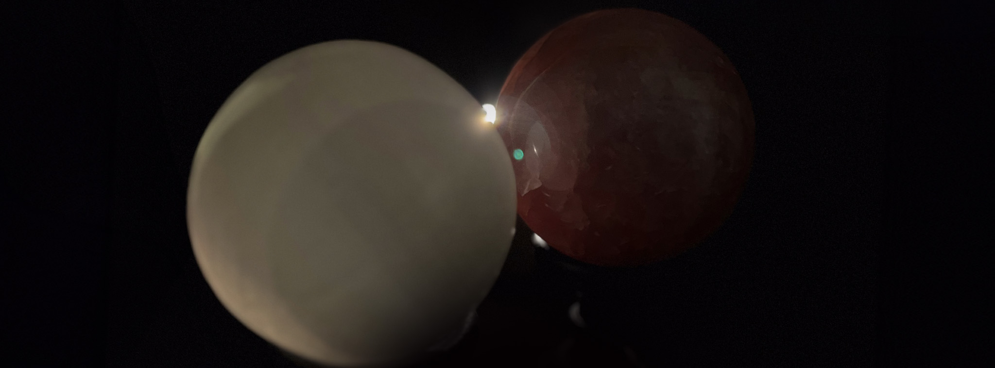 Esferas de minerales simulando ser planetas