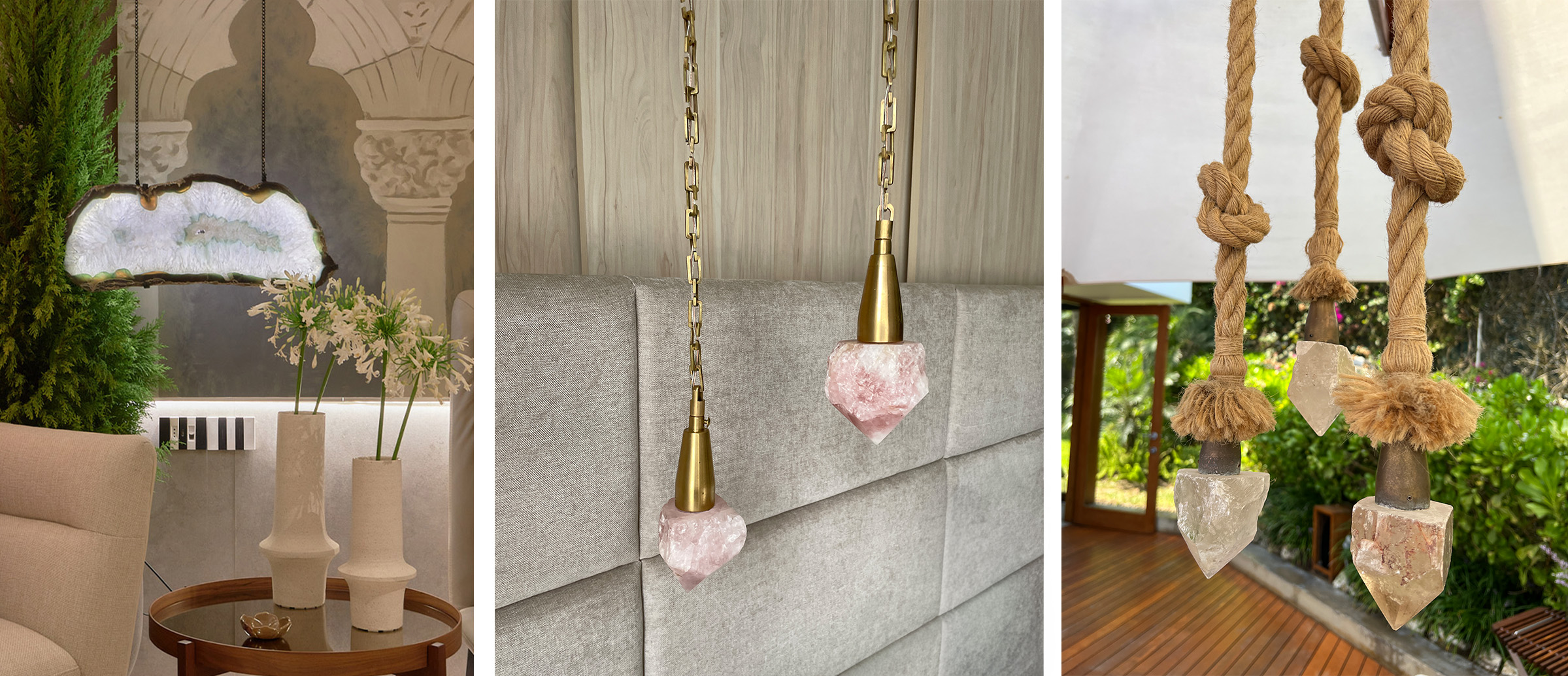 luminarias colgantes de cuarzos