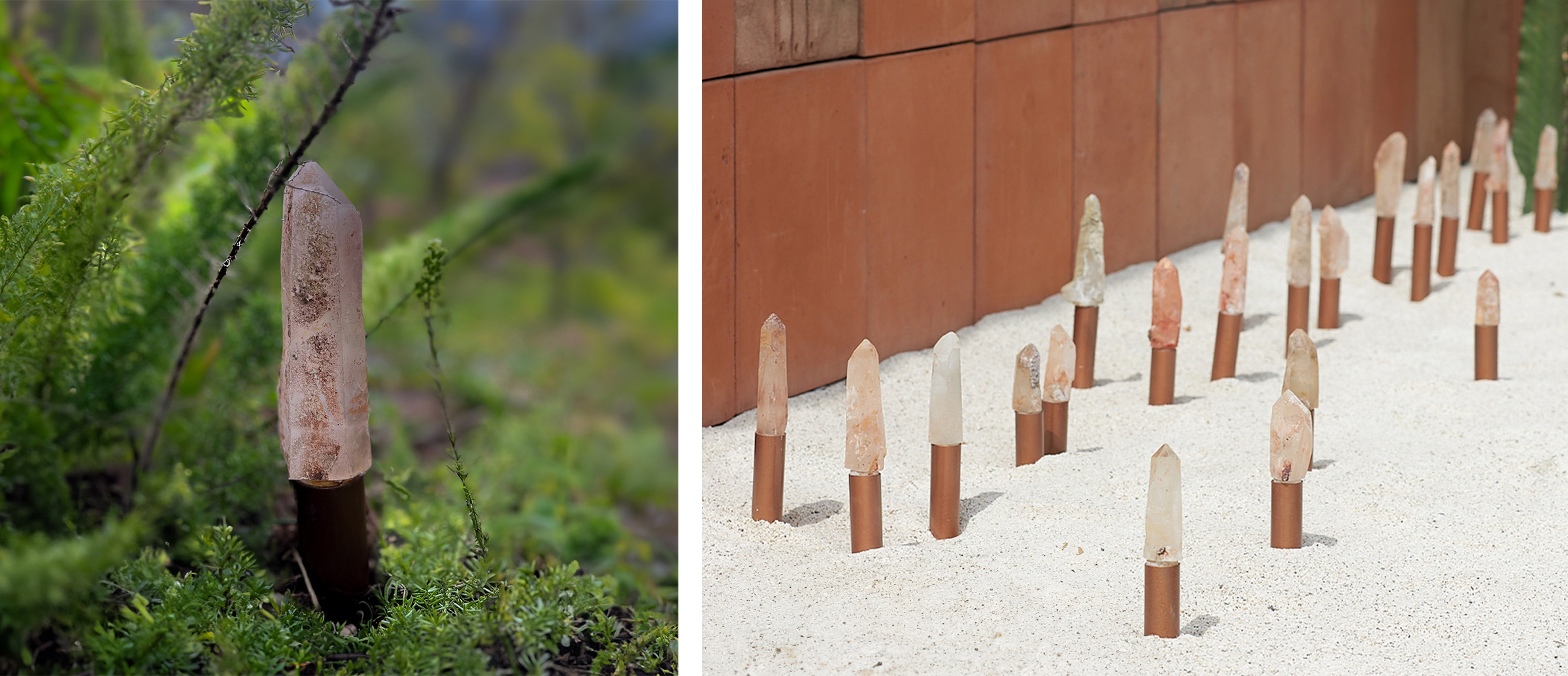 estacas de cuarzo claro para el jardin