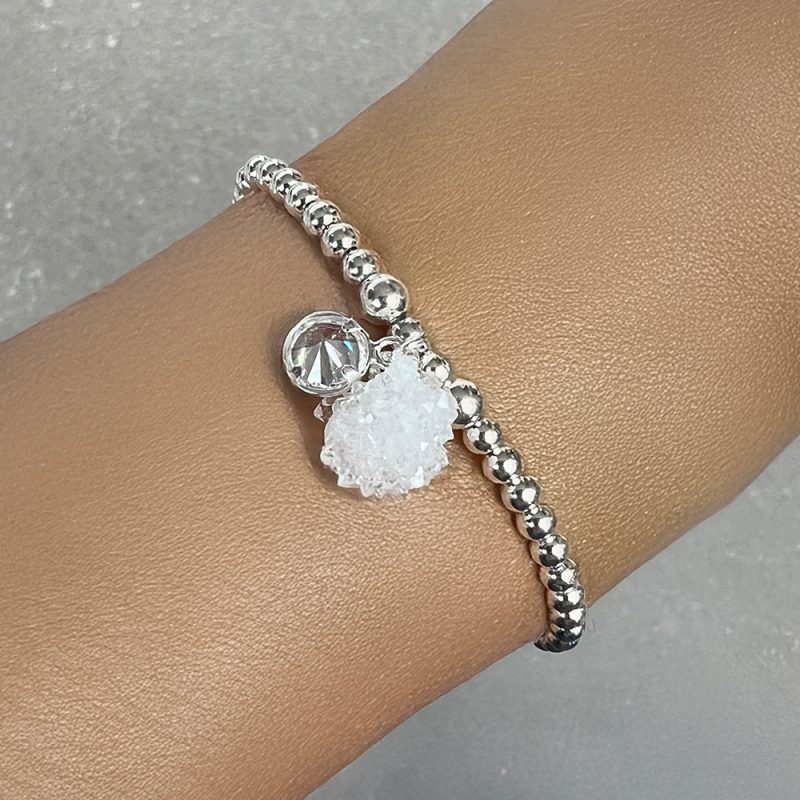 Pulsera Regulable Drusa Cuarzo Claro
