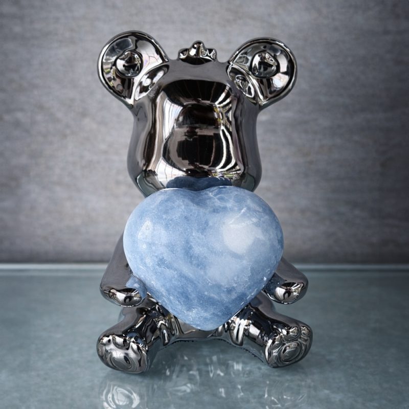 Oso de cerámica y Calcita Azul