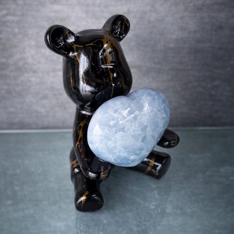 Oso de cerámica y Calcita Azul