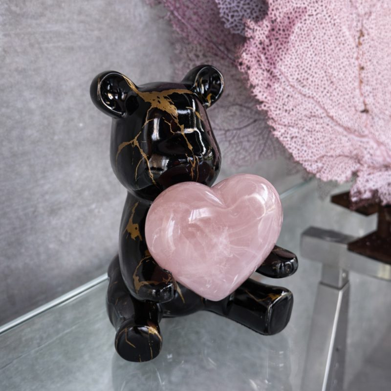 Oso de cerámica y Cuarzo Rosa