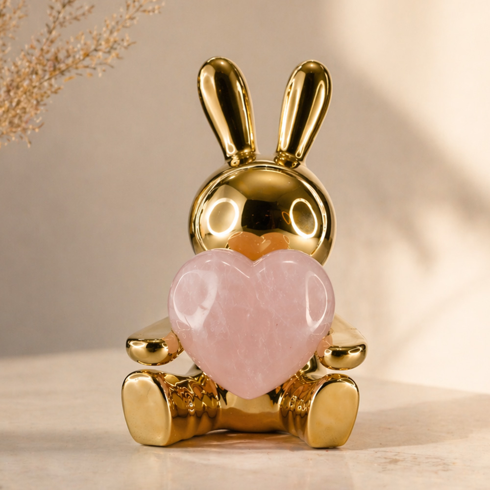 Conejo de cerámica y Cuarzo Rosa